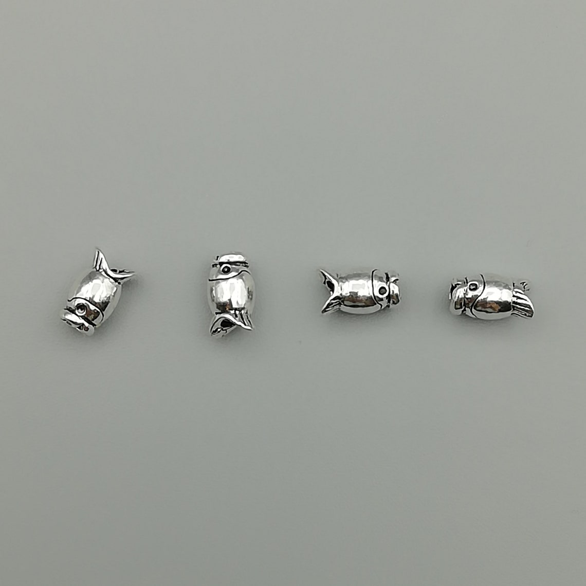 7 Sterling Silver Fish Beads 925 Sterling Silver Beads Etsy