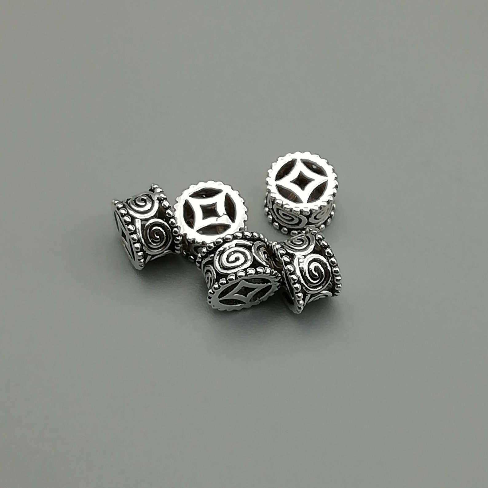 4 Sterling Silver Filigree Beads 925 Sterling Silver Beads Etsy