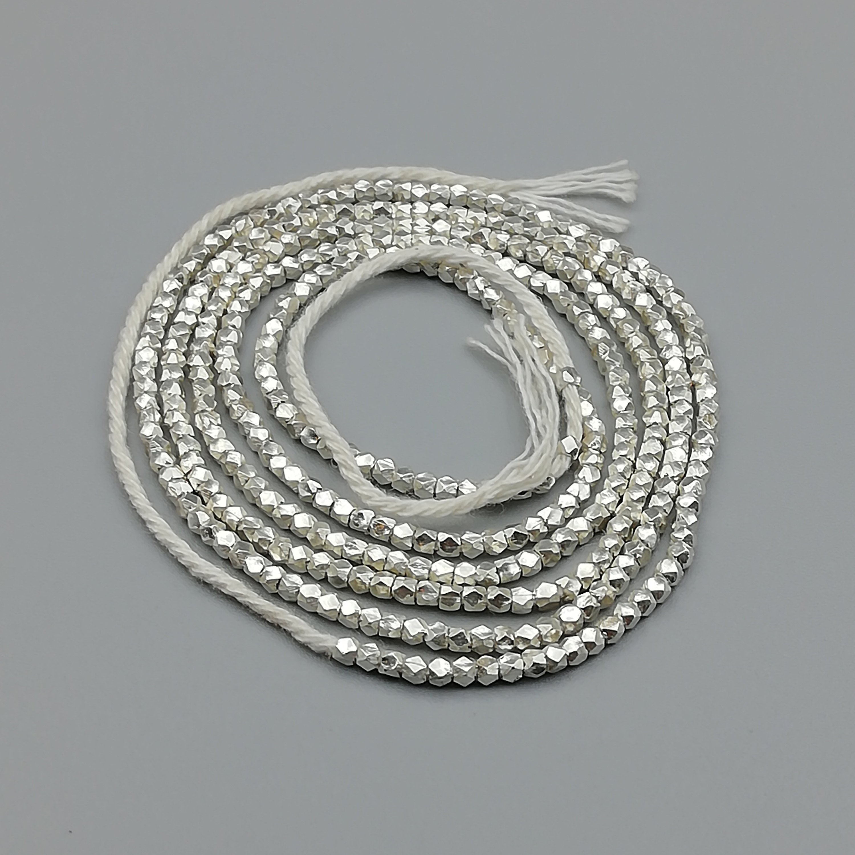 1 Strand Of Sterling Silver Geometric Hammered Beads Silver Etsy