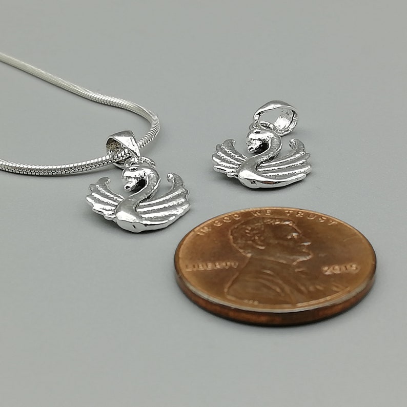 CHM133 2 Sterling Silver Swan Pendants 925 Sterling Silver Pendants