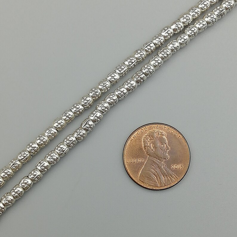 20 Sterling Silver Stamped Beads Silver Barrel Beads 97 Etsy