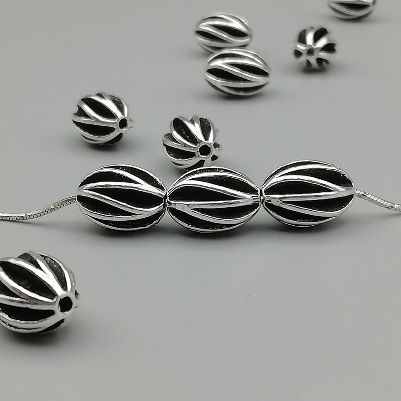 Silver Seed Beads Engraved