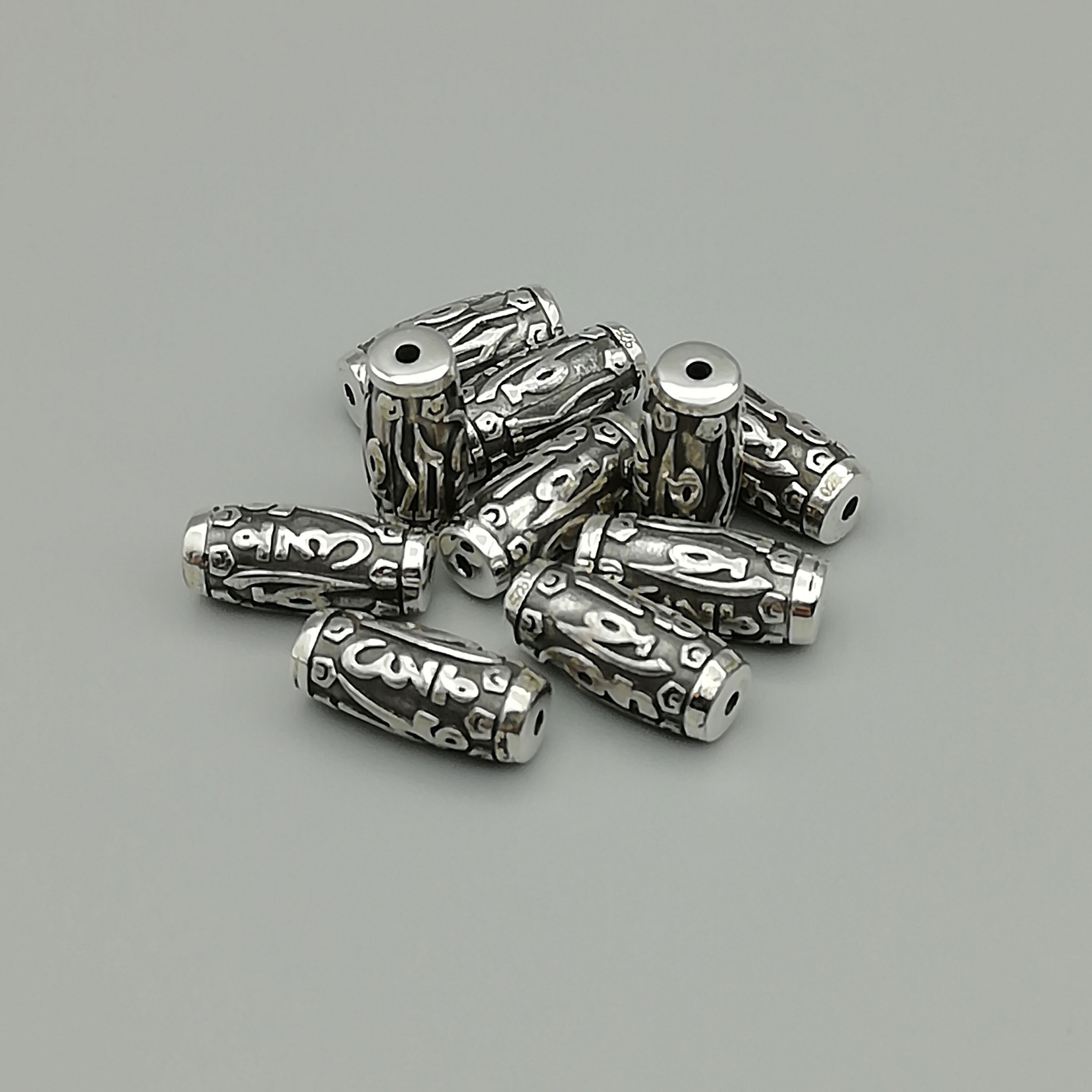 1 Sterling Silver 16mm Tube Beads 925 Sterling Silver Beads Etsy