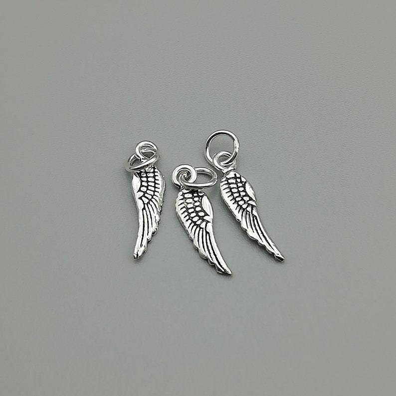 4 Sterling Silver Angel Wing Charms 925 Sterling Silver Etsy