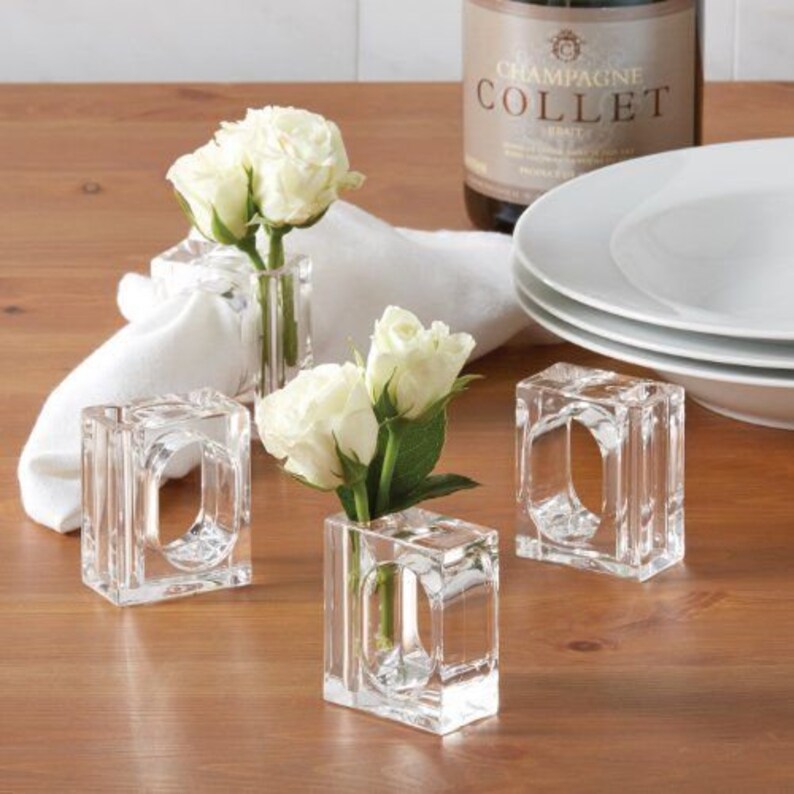 Acrylic Bud Vase Napkin Ring Combo 12 Boxed Sets of 4 By Etsy