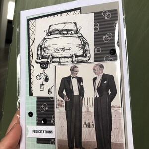 Félicitations mariage homme Carte Carton Vintage