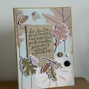 Carte Carton de Souhait Papeterie Scrapbooking Fleurs Automne