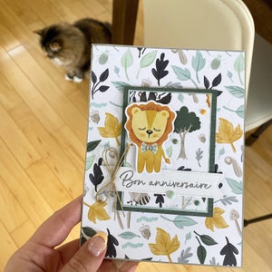 Carte Carton Anniversaire Bonne Fête Enfant Bébé Jungle Animaux Papeterie à la main Scrapbooking
