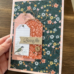 Carte Carton Bonne Fête Anniversaire Fleurs Oiseau Fleur