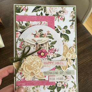 Carte Carton Fête Anniversaire Vintage Happy Mail Thinking of you Floral