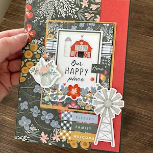 Carte en Carton Ferme Farmhouse Home Happy place Welcome Blessed Family Congratulations