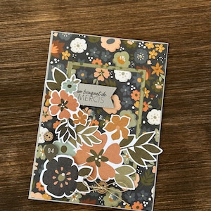 Carte Carton Merci Remerciement Bleu Homme Fleurs