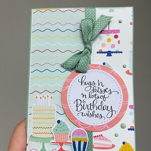 Hugs And Kisses Birthday Wishes Birthday Card Handmade Floral Colourful Cupcake Cake