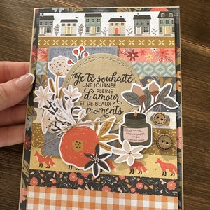 Carte Carton de Souhait Papeterie Scrapbooking Fleurs Automne Bonheur Fête Anniversaire