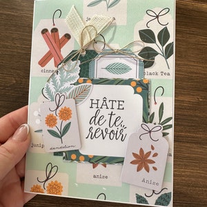Carte Carton Bonne Fête Thé Anniversaire Fleurs Hâte de te revoir