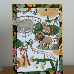 Carte Carton Carte de Souhait Scrapbooking Garçon Fête anniversaire Animaux Zoo