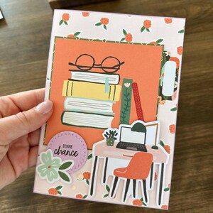 Carte de Fête Souhait Lecture Livre Étude Bonne Chance