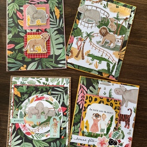 Carte de Fête Carton Cartari Papeterie à la main Scrapbooking Anniversaire Zoo Animaux Enfants