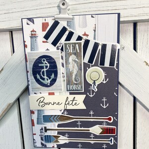 Carte Carton Fête Anniversaire Mer Bateau Phare Papeterie