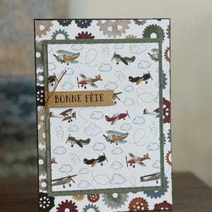 Carte fête Anniversaire carton garçon bébé enfant avion