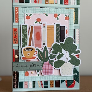 Carte Carton Bonne Fête Anniversaire Plantes Café Salon Maison  Fleurs
