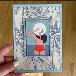 Carte Carton de fête Souhait Anniversaire Scrapbooking Fait à la main Plage Voyage
