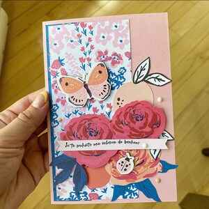 Carte Carton de Souhait Papeterie Scrapbooking Fleurs
