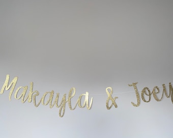 Personalized Glitter Cardstock Banner, Engagement Party Decor