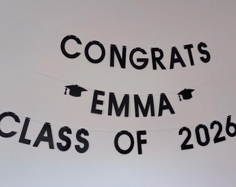 Personalized Congrats Glitter Graduation Banner, Class of 2026