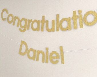Personalized Congratulations Banner, High School or 8th Grade Graduation, Congratulations Custom Name, Congratulations Graduation Banner