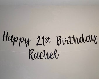 Happy 21st Birthday Banner, Personalized Happy 21st Birthday Custom Name, Happy Birthday Banner