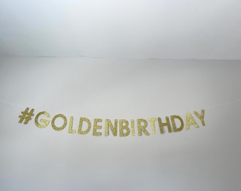 Golden Birthday Banner, Golden Happy Birthday Banner, Golden Birthday Party Decor