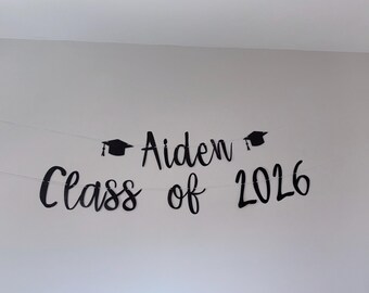 Personalized Glitter Class of 2026 Graduation Banner