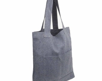 Recycled Hemp Tote Bag: Eco-Friendly Grey Shopping Bag