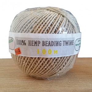 Hempiness Organic Twine #2 - Light/Medium weight - 1.4mm - per 100m ball | Home & Garden | Gardeners Twine | Decorative Twine | Sustainable