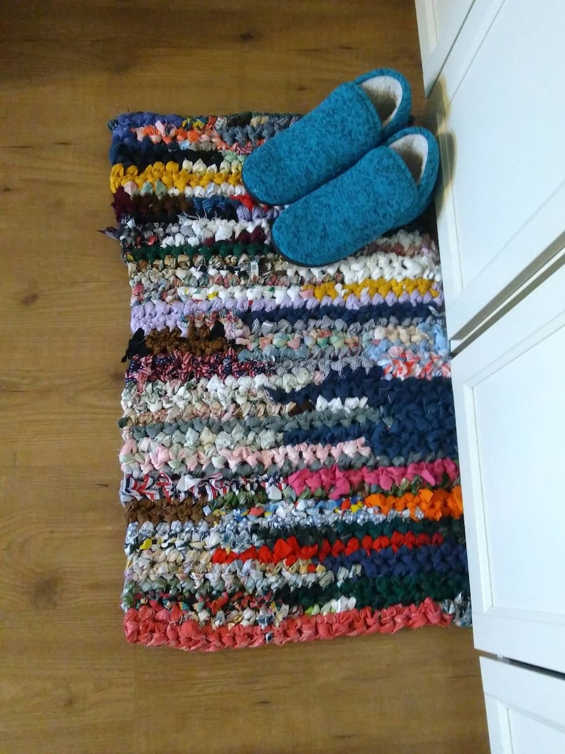 Crocheted Rag Rugs Farmhouse Kitchen Rug Kitchen Floor Mat Etsy
