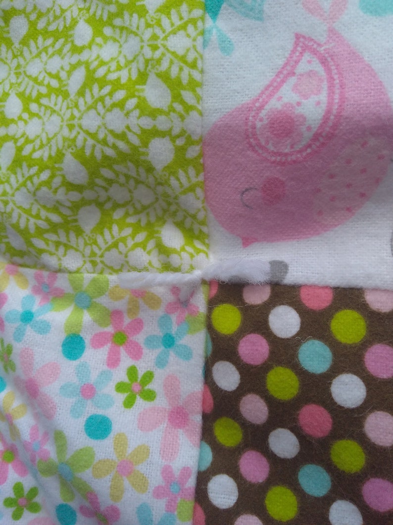 Homemade Quilts Baby Quilt and Pillow Set Tied Flannel Baby Blanket Pastel Nursery Decor Baby Shower Toddler Bed Set