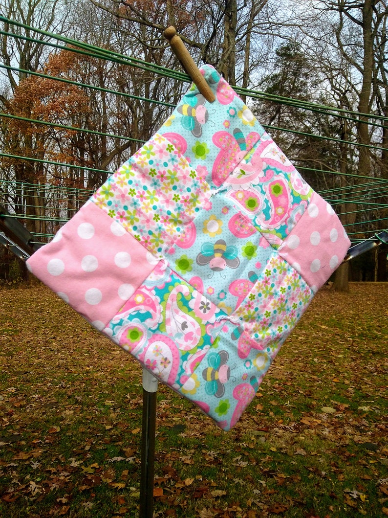 Homemade Quilts Baby Quilt and Pillow Set Tied Flannel Baby Blanket Pastel Nursery Decor Baby Shower Toddler Bed Set
