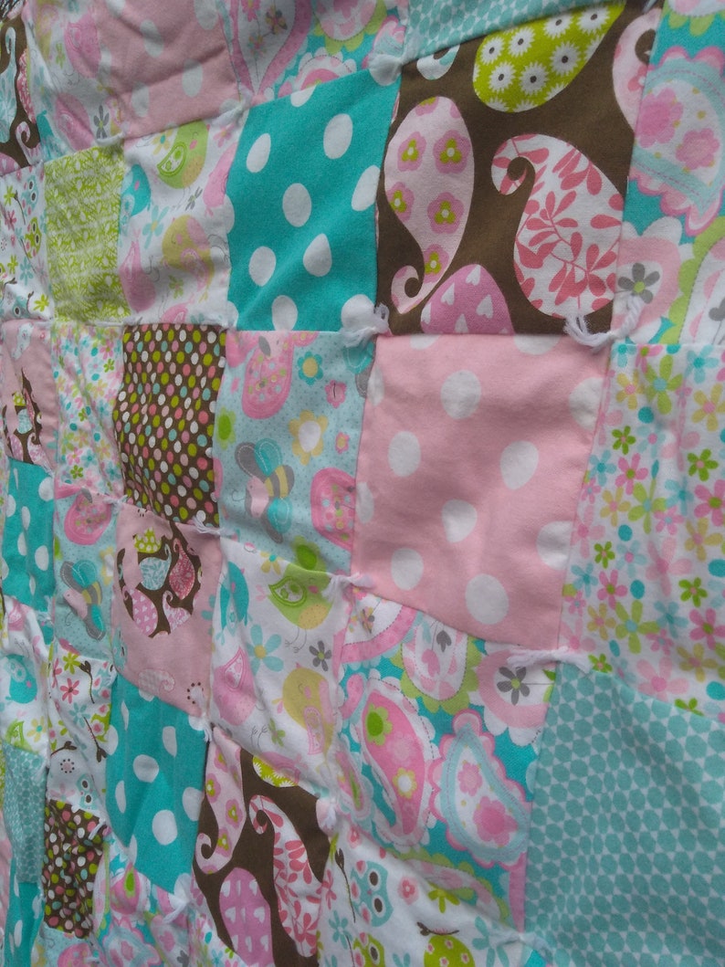 Homemade Quilts Pastel Nursery Decor Tied Flannel Baby Blanket Toddler Bed Set Baby Shower Baby Quilt and Pillow Set