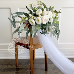 White Rose Greenery Wedding Archway Flower, Aisle Flower, Wedding Sign Flower, Wedding Swag Flower, Wedding Backdrop, Wedding Garland