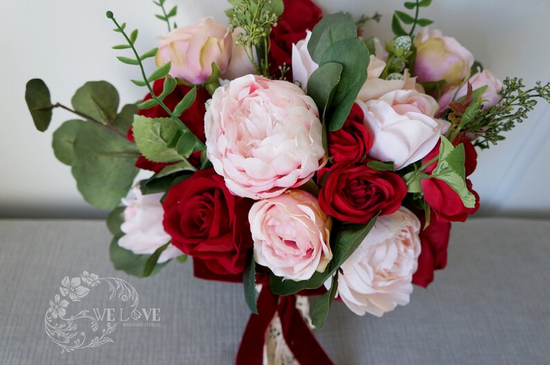 Rose Wedding Bouquet Red Bouquet Pink Bouquetwedding - Etsy