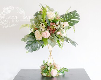 Geometric Floral Centerpiece for Wedding Table and Reception Desk, Office Arrangements, Bridal Shower Centerpiece, Table Decor