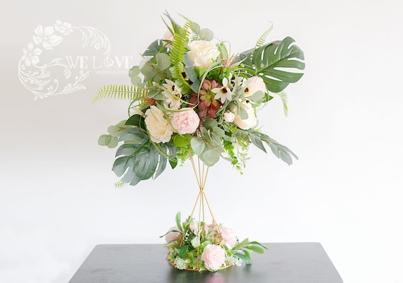 Geometric Floral Centerpiece For Wedding Table And Reception Etsy