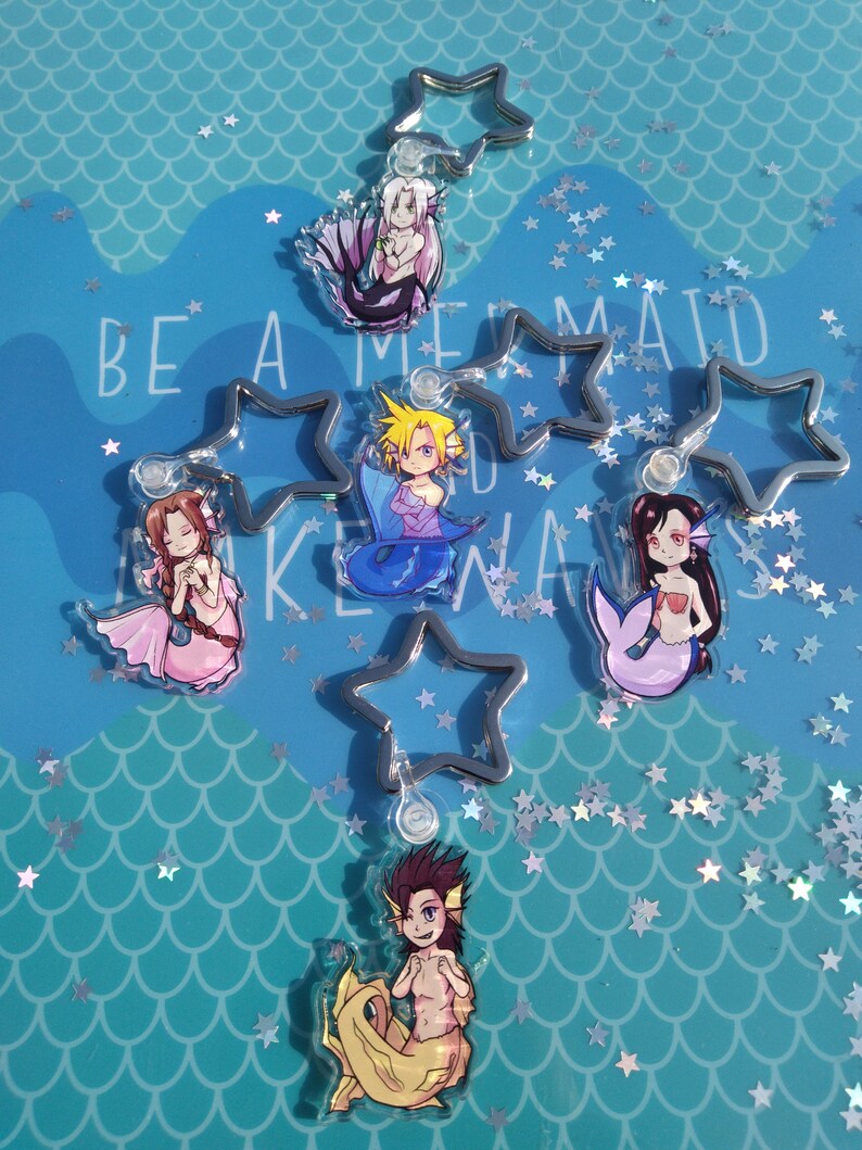 Mermaid keychain FF7 Zack Fair Double Sided Acrylic Etsy