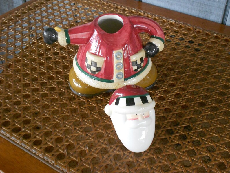 Debbie Mumm Hand Painted Teapot Vintage Teapot Sakura China Santa Teapot Teatime Country Kitchen Collectable Holiday Decor