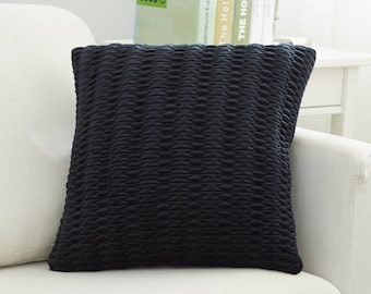 Black Plush Velvet Vintage Throw Pillow Covers