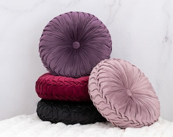 Round 13.5” Pintuck Throw Pillows (New Colors)