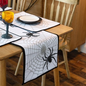 Black Spider Web Halloween Table Runner image 1