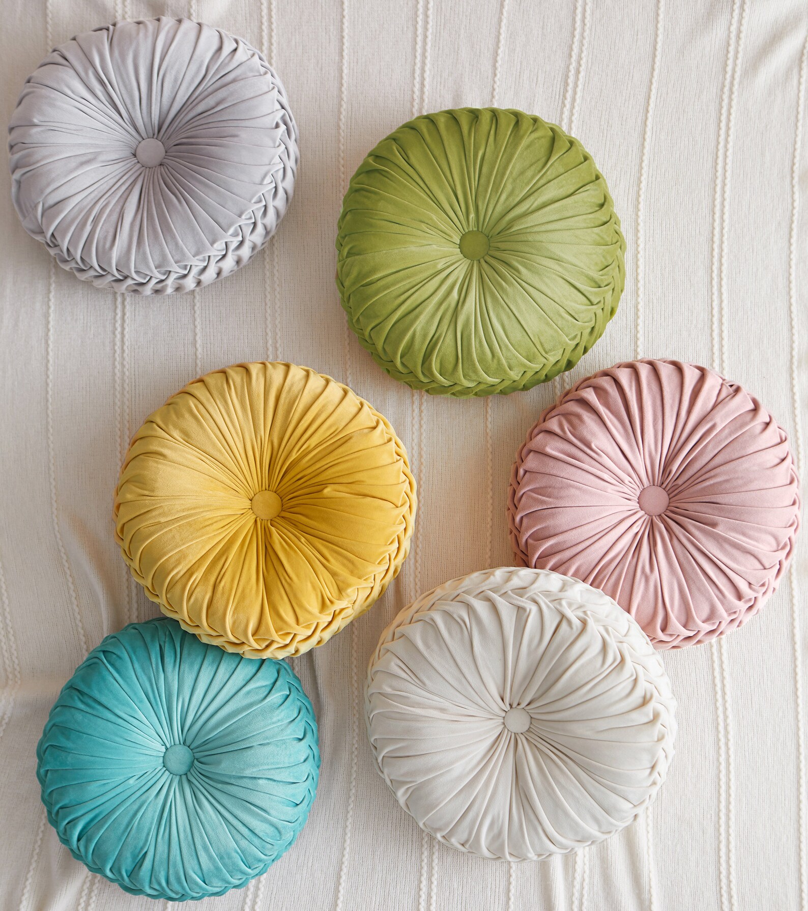 Round Pintuck Throw Pillow 14.5 Pink Color Etsy