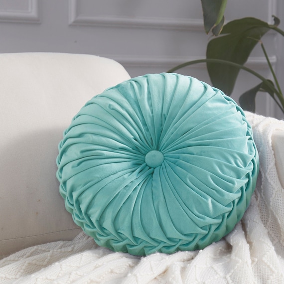 teal round pillow